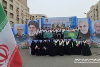 از صحن خدمت تا میدان حضور؛ جلوه‌ای معنوی از  حضورخادمیاران کانون های خدمت رضوی اهواز  در راهپیمایی یوالله22 بهمن